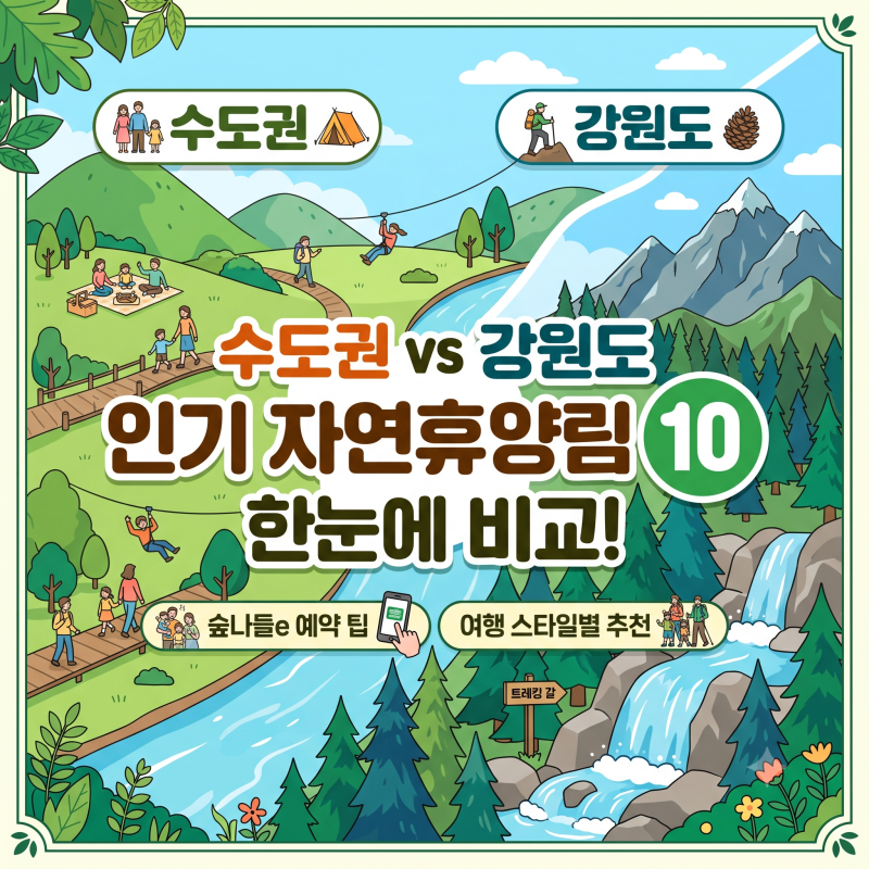 수도권 & 강원도 인기 자연휴양림 BEST 10 한눈에 비교 정리! 숲나들e 예약 팁과 여행 스타일별 ....
