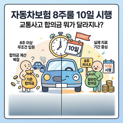 자동차보험 8주룰 '향후치료비' 폐지, 10일 시행 합의금 계산?