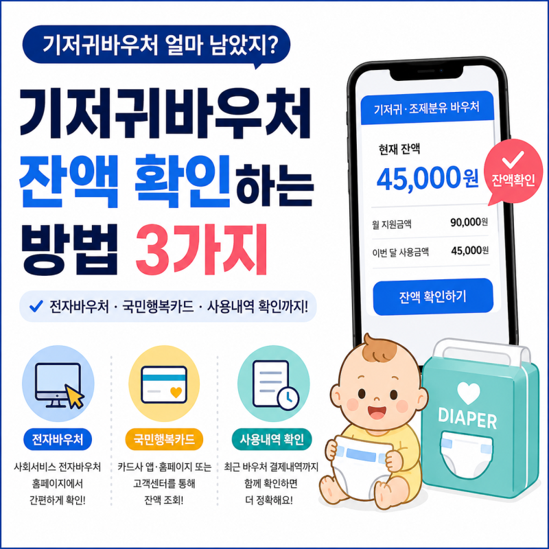 “기저귀바우처 얼마 남았지?” 2026 잔액 확인하는 방법 3가지 총정리