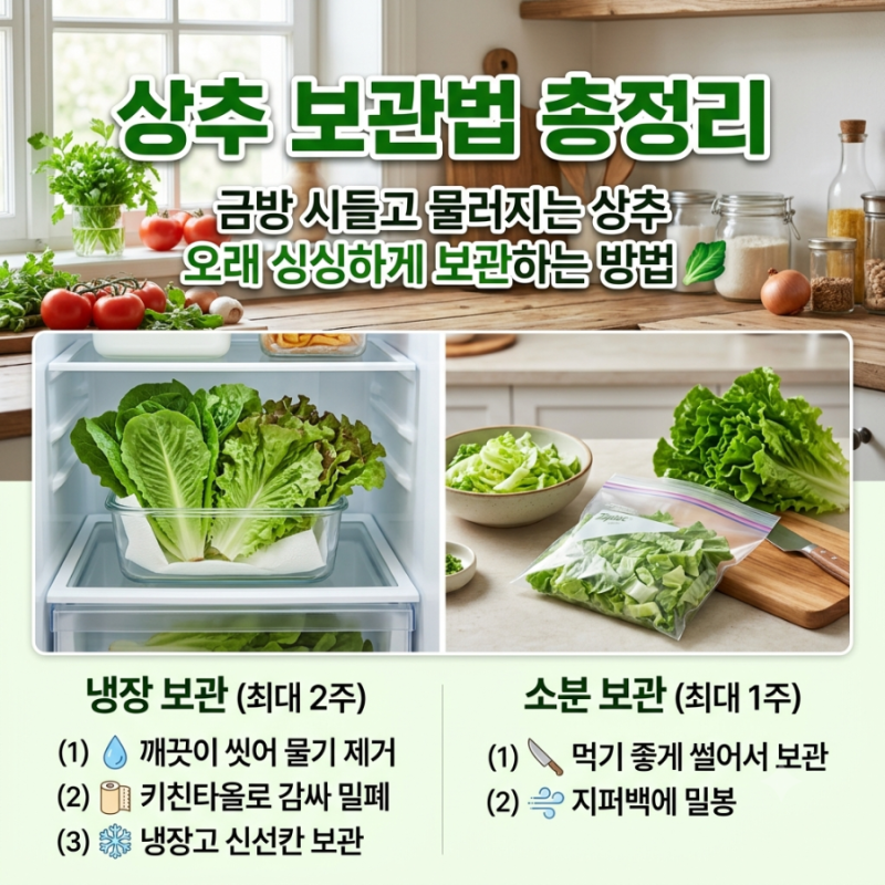 상추 보관법 총정리｜금방 시들고 물러지는 상추 오래 싱싱하게 보관하는 방법