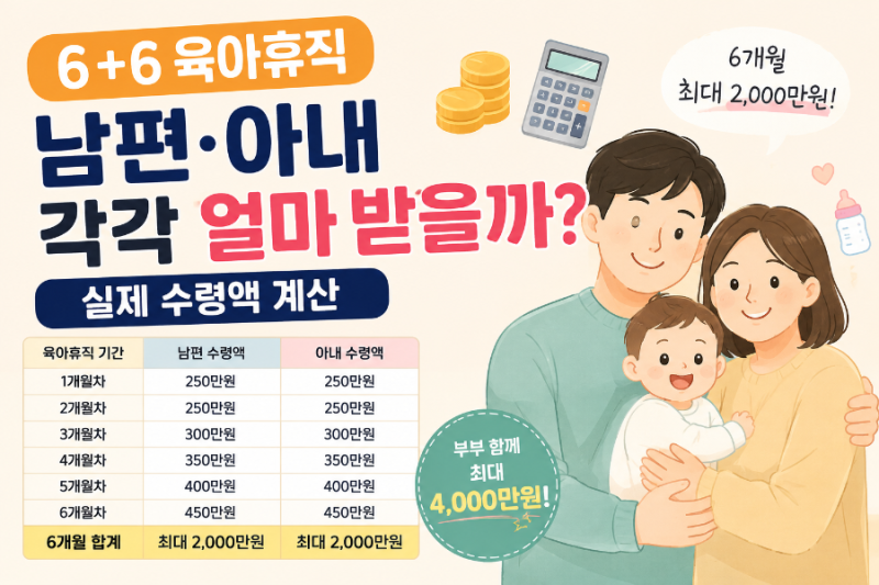 6+6 육아휴직 남편·아내 각각 얼마 받을까? 소급분 및 실제 수령액 공개