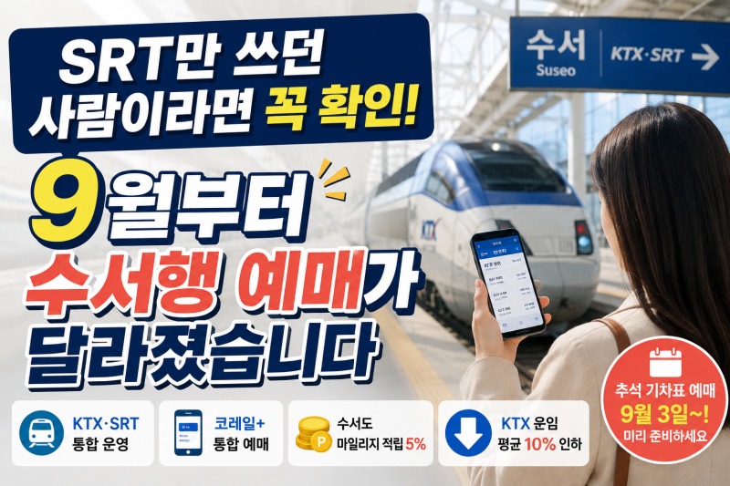 SRT만 쓰던 사람이라면 꼭 확인하세요, 9월부터 수서행 예매가 달라졌습니다