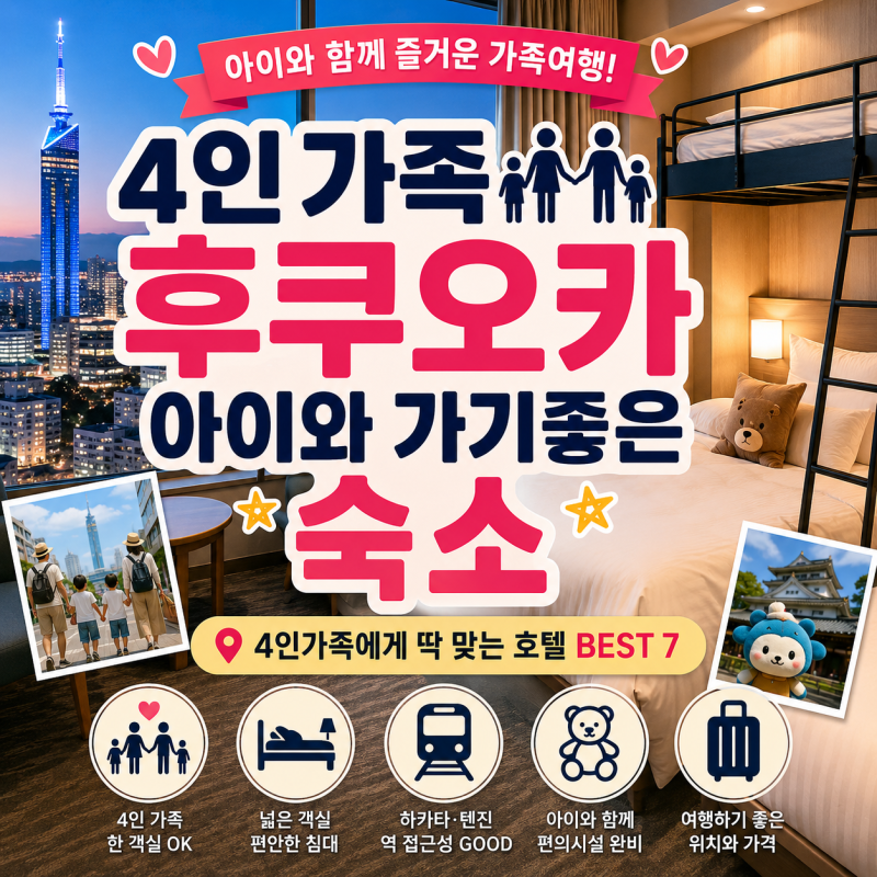 후쿠오카 4인가족 숙소 어디가 좋을까?｜아이와 묵기 좋은 호텔 BEST 7