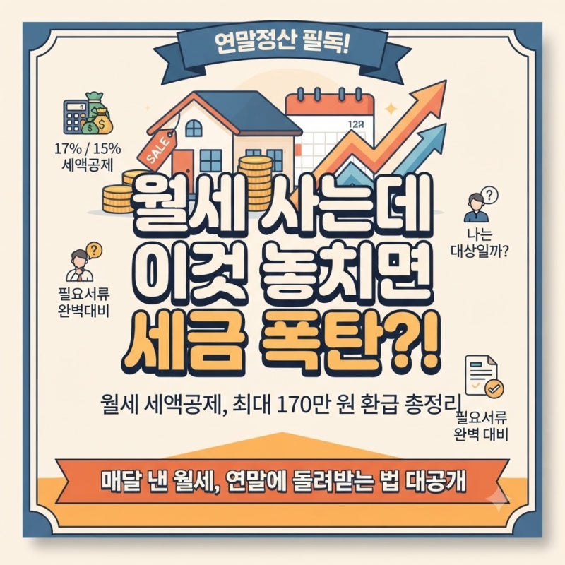월세 사는데 이것 놓치면 세금 더 낸다? 월세 세액공제 신청방법·조건·환급액 총정리