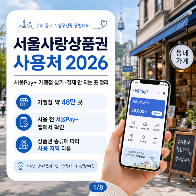 서울사랑상품권 사용처 2026｜서울Pay+ 가맹점 찾기·결제 안 되는 곳 정리