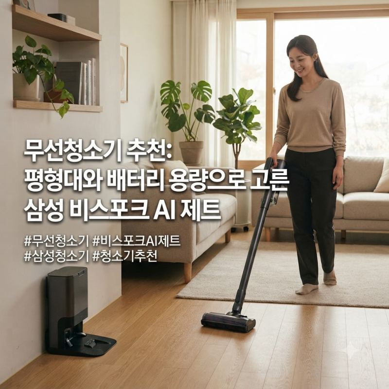 무선청소기 추천 평수와 배터리 용량에 따라 고르는 삼성 비스포크 AI 제트
