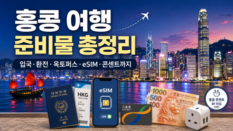 홍콩 여행 준비물 총정리｜입국·환전·옥토퍼스·eSIM·콘센트까지 한 번에 정리
