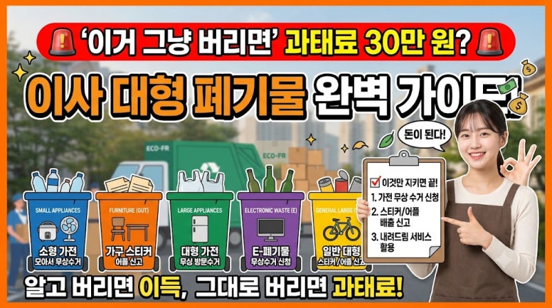 "이거 돈 내고 버리셨어요?" 이사 비용 10만 원 아껴주는 대형 폐기물 처리 완벽 가이드