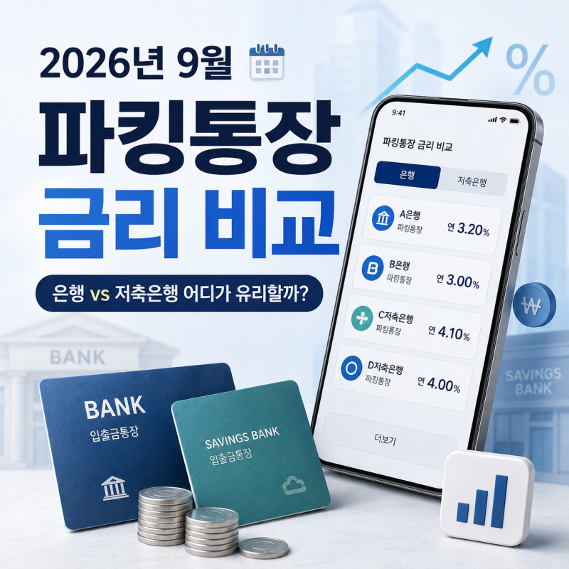 2026년 9월 파킹통장 금리 비교, 은행부터 저축은행까지 어디가 좋을까?(9월 2일 기준)