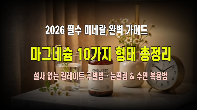 마그네슘 2026 완전정복 : 10가지 결합 형태별(킬레이트·글리시네이트·말산·트레온산·구연....