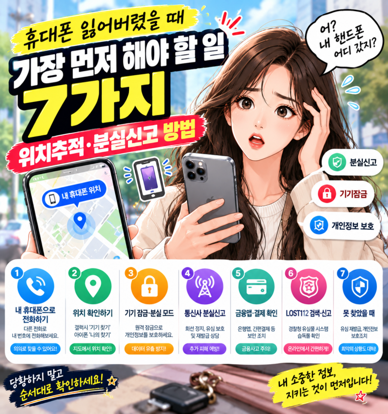 휴대폰 잃어버렸을 때 가장 먼저 해야 할 일 7가지, 위치추적·분실신고 방법