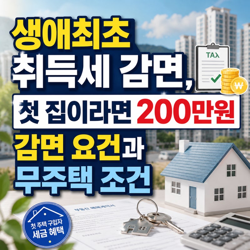 생애최초 취득세 감면, 첫 집이라면 200만원 감면 요건과 무주택 조건
