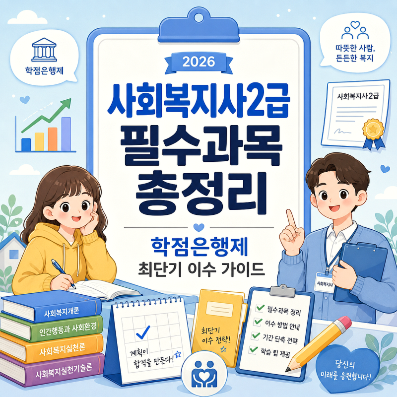 사회복지사2급 필수과목 및 실습, 자격증 취득방법 총정리