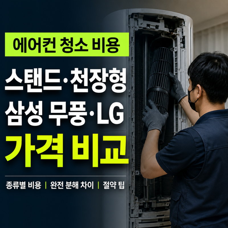 에어컨 청소 비용 총정리: 스탠드·천장형·삼성 무풍·LG 모델별 가격 비교