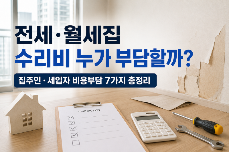 전세·월세집 수리비 누가 낼까? 집주인·세입자 비용부담 7가지 총정리