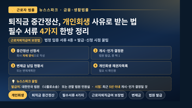 "개인회생 변제금 때문에 퇴직금 중간정산?"… 필수 제출 서류 4가지 총정리