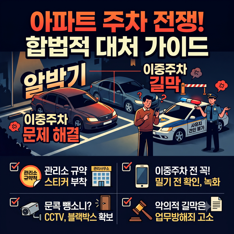 "아파트 불법주차 견인될까? 이중주차 사고 과실 & 문콕 '뺑소니' 합법 대처 4가지"