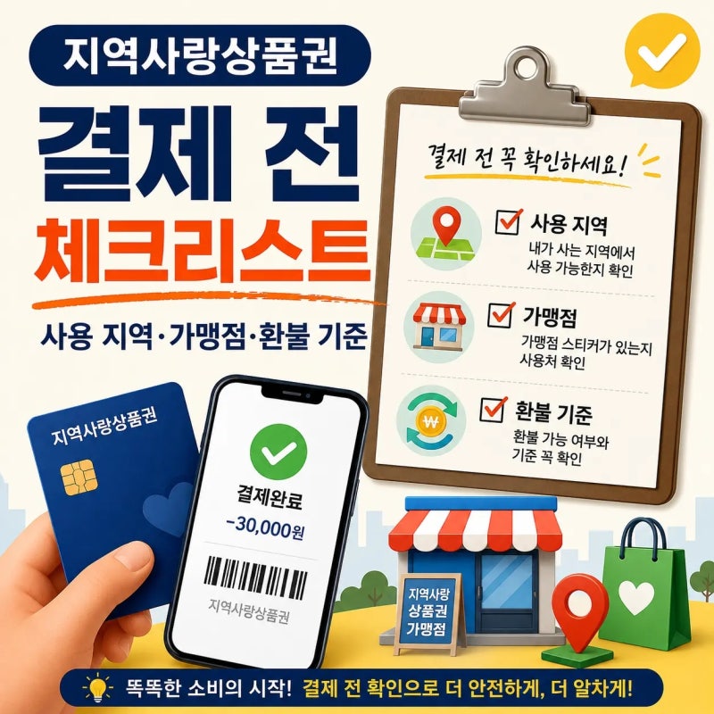 지역사랑상품권 결제 전 체크리스트: 사용 지역·가맹점·환불 기준