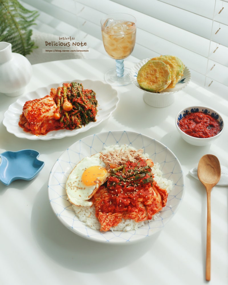 매운김치 참치덮밥 레시피 실비김치 실비파김치 조합