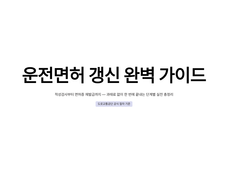 [운전면허 갱신 가이드] 적성검사 및 면허증 재발급, 과태료 피하는 단계별 총정리