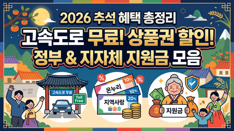 [2026 추석 지원금] 고속도로 무료, 온누리·지역사랑상품권 지자체별 구매 방법 한눈에 보기