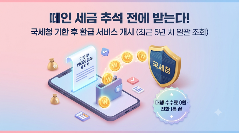 떼인 세금 추석 전에 돌려받자! 국세청 '기한 후 환급 서비스' 개시 (최근 5년 치 일괄 조회·....