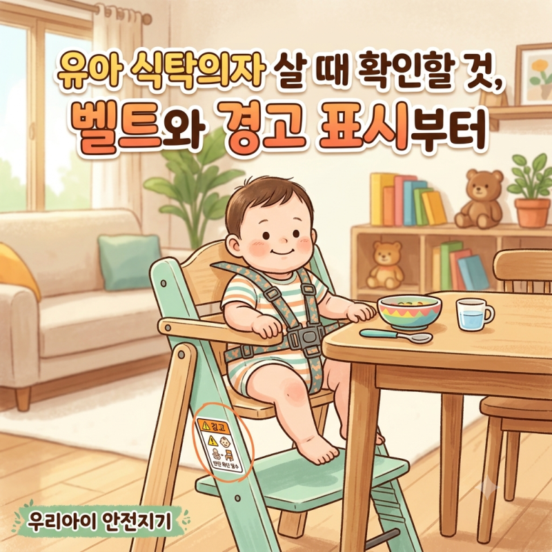 유아 식탁의자 살 때 확인할 것, 벨트와 경고 표시부터