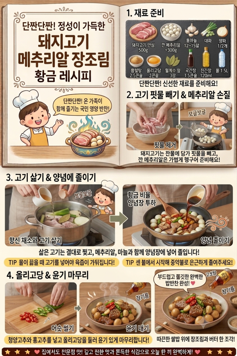 [광고]돼지고기 메추리알 장조림 황금레시피: 단짠단짠 부드러운 밑반찬 만들기
