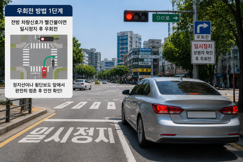 우회전할 때 빨간불이면 무조건 멈춰야 할까? 아직도 헷갈리는 우회전 일시정지 방법