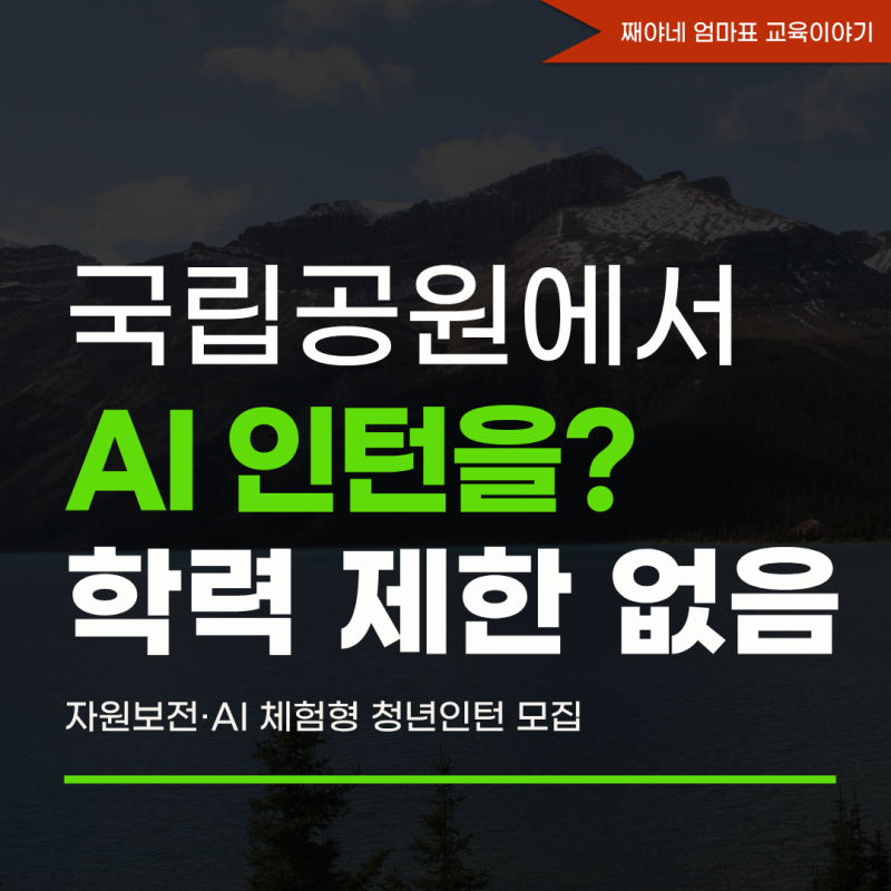 국립공원공단 체험형 청년인턴 채용, 자원보전 AI 직무 지원자격과 일정 정리