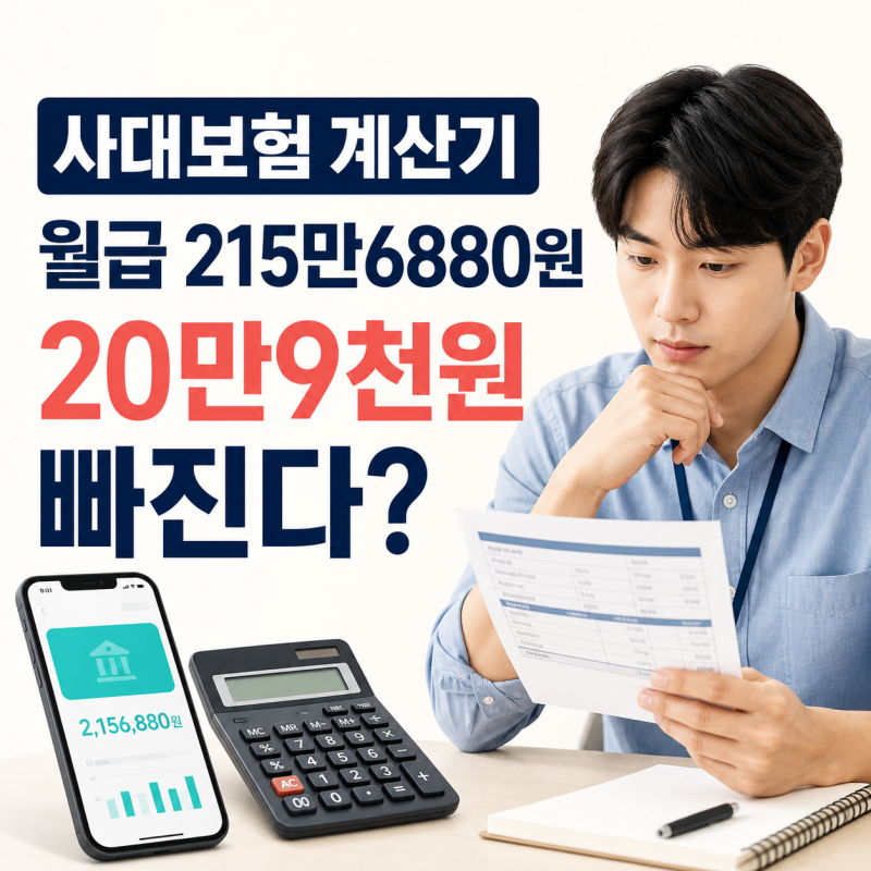 사대보험 계산기, 2026년 최저월급 215만원 받아도 통장에는 이만큼 들어옵니다
