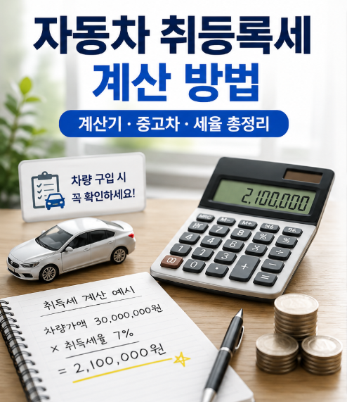 자동차 취등록세 계산 방법 (+계산기, 중고차, 세율)