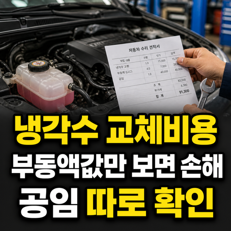 냉각수 교체비용, 부동액 값과 공임을 나눠 봐야 하는 이유