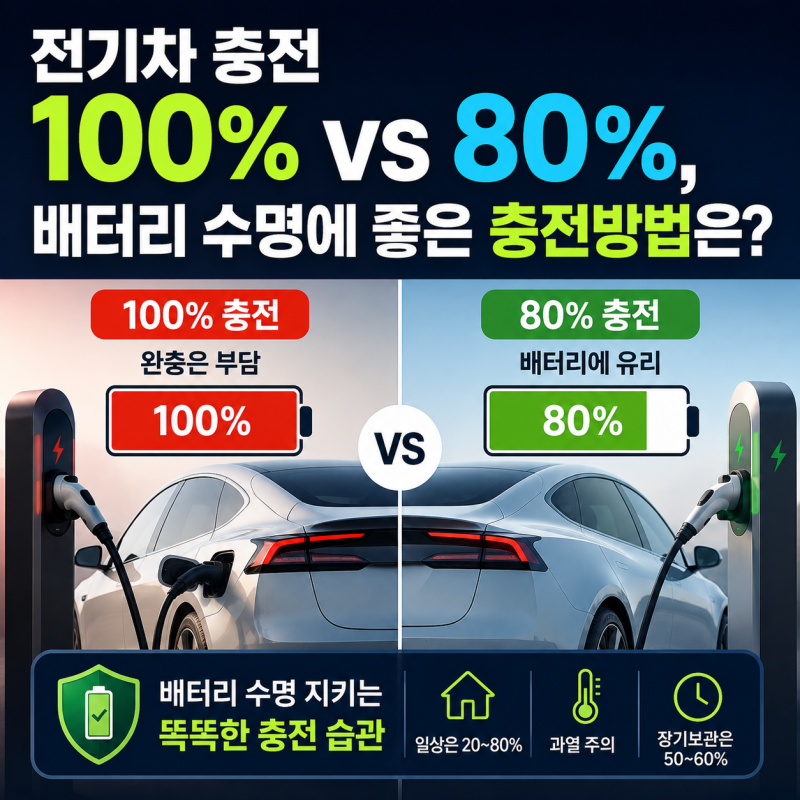 전기차 충전 100% vs 80%, 배터리 수명에 좋은 충전방법은?
