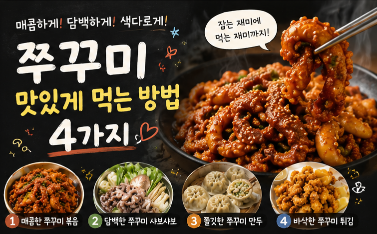 직접 잡은 쭈꾸미 맛있게 먹는 방법 4가지｜볶음·샤브샤브·만두·튀김｜KIMKING의 잡고먹고
