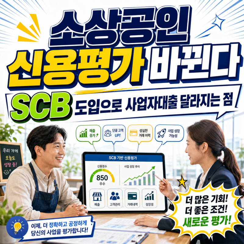 소상공인 신용평가 바뀐다, SCB 도입으로 사업자대출 달라지는 점