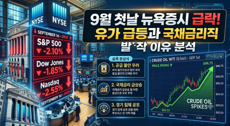 9월 첫날부터 털린 뉴욕증시! 유가·국채금리 급등에 3대 지수 일제히 하락한 이유