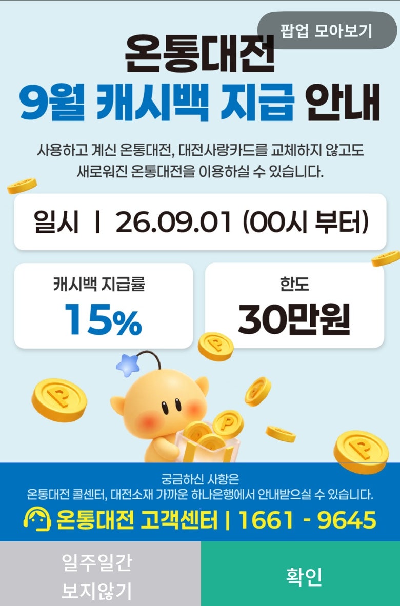 새롭게 바뀐 온통대전 2.0 꿈돌이 카드 발급 후기(+주의할 점)