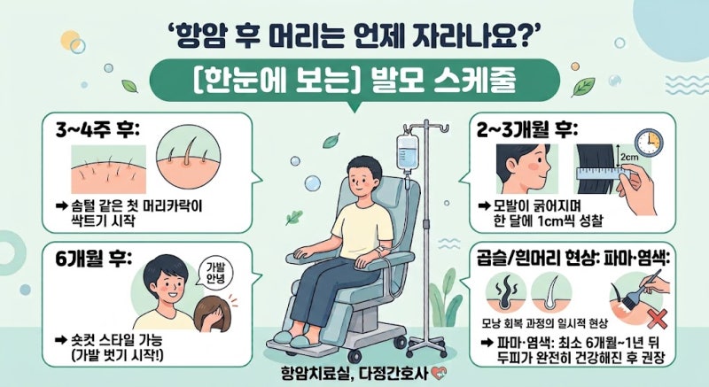 항암 후 머리카락 자라나는 시기 & 곱슬머리 이유 (항암 후 파마, 염색 언제부터?)