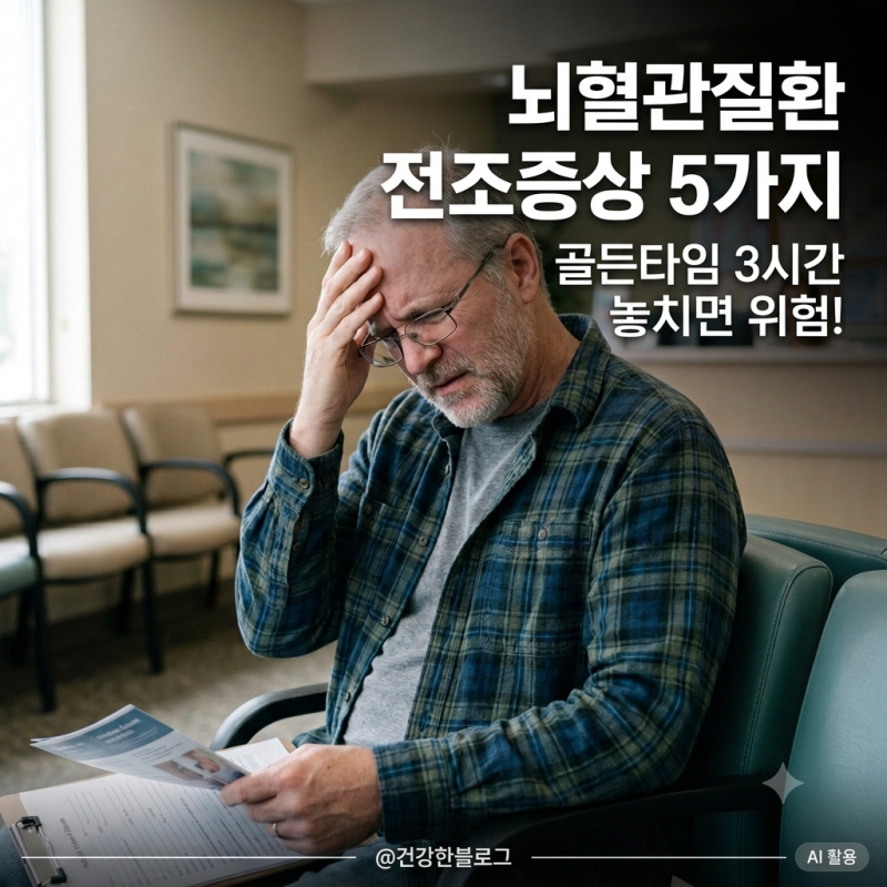 뇌혈관질환 전조증상 5가지, 골든타임 3시간 놓치면 안되는 이유