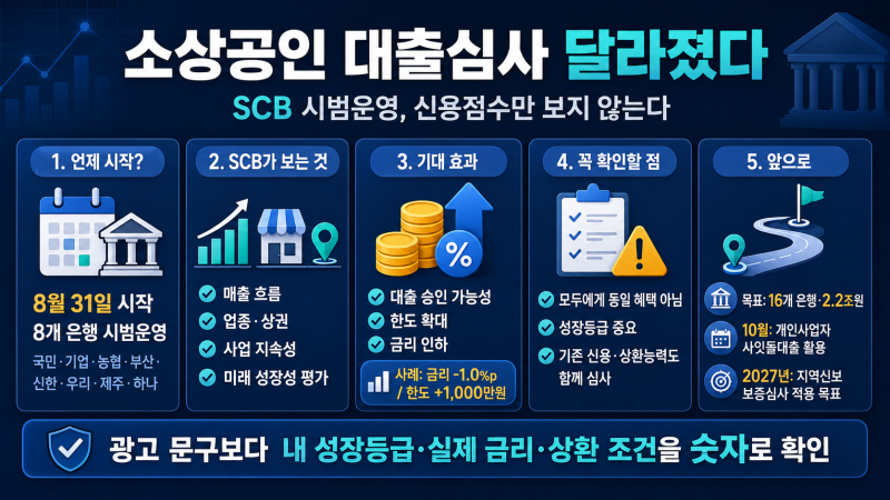 소상공인 SCB 대출 시작, 8개 은행에서 확인할 조건