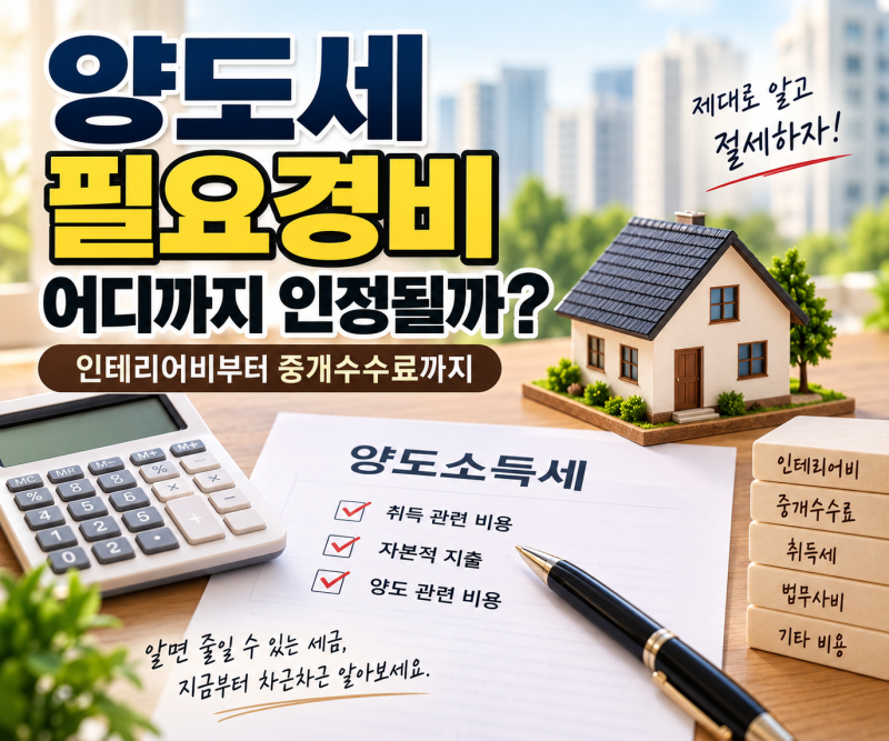 양도세 필요경비 어디까지 인정될까? 인테리어비·중개수수료·취득세 총정리