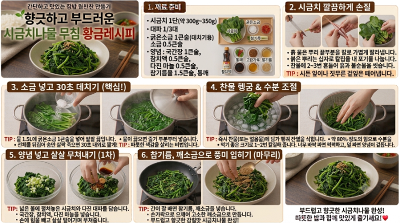 [광고] 향긋하고 부드러운 시금치나물 무침 황금레시피: 데치기 시간과 양념 비율 완벽 정리