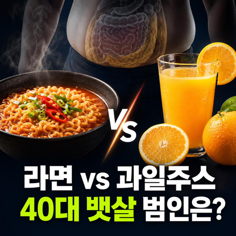 라면 vs 과일주스, 40대 내장지방 태우는 데 더 방해되는 쪽은 과연 어디일까?