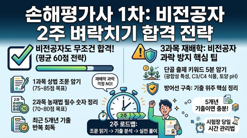 손해평가사 1차 시험 비전공자 2주 독학 합격법 재배학 과락 방지 팁