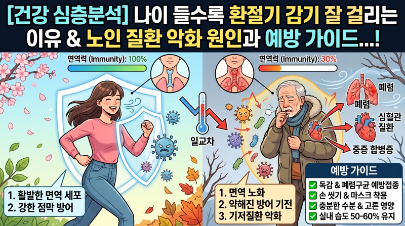 [건강 심층분석] 안녕히 주무셨습니까...? 나이 들수록 환절기 감기 잘 걸리는 이유 & 노인 질....