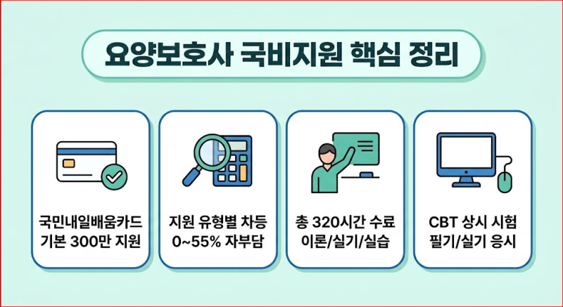 요양보호사 국비지원 내일배움카드 자부담금 조회 및 CBT 시험 접수 방법 총정리