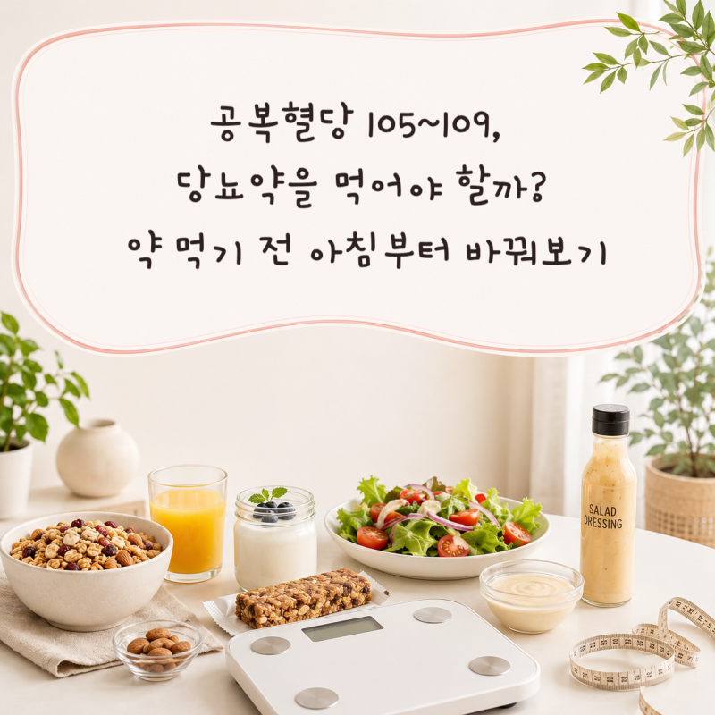공복혈당 105, 106, 107, 108, 109, 당뇨약을 먹어야 할까? 약 먹기 전 아침부터 바꿔보기