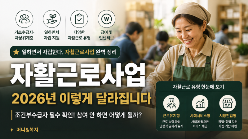 자활근로사업, 기초수급자·차상위라면 꼭 알아야 할 이유