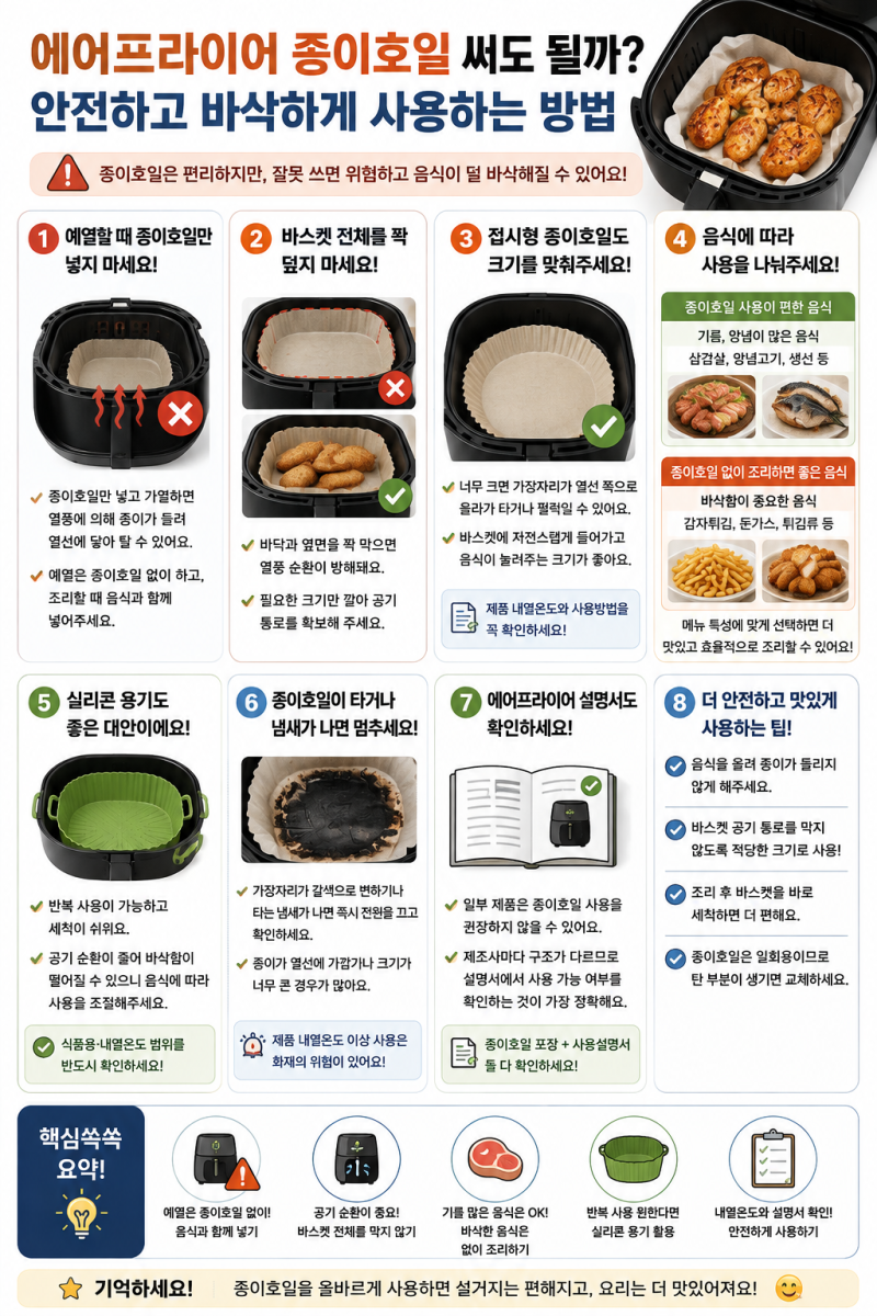 에어프라이어 종이호일 써도 될까? 예열할 때 특히 조심해야 하는 이유